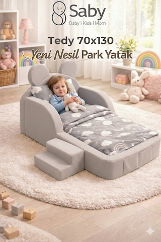 Luxury Tedyy Baza Ve Başlıklı Montessori Full Sünger Yatak Seti 70 x 130 CM