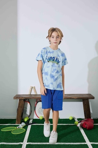 Kıpırık Baby Erkek Çocuk Mavi Batik Desenli Şortlu Pijama Takımı-1269 Mavi