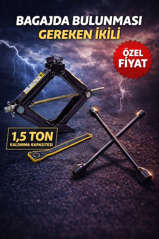 Kriko Ve Bijon Anahtarı Seti Oto Acil Durum Bagaj Seti Lastik Değiştirme Ekipmanı