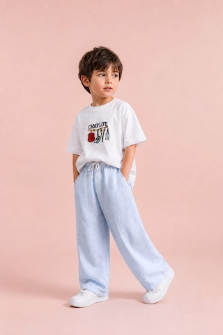 Eray Alp Kids Erkek Çocuk Mavi Müslin Pantolon Takım Günlük Rahat Kombin