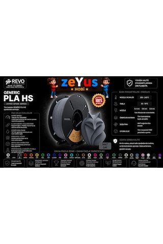 Generic Pla Hs Hyper Speed Filament Mat Gri 1.75 Mm 1000 Gr