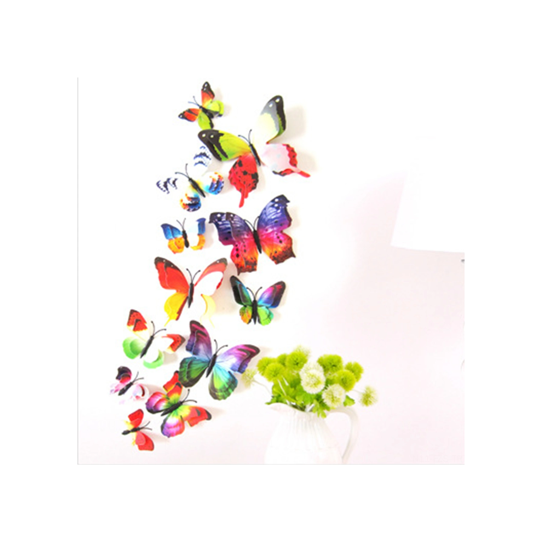Fosenze Pvc Çift Katlı 3d Kelebek Duvar Sticker Seti 12 Adet - Renkli, Doğal Dekor, Kolay Uygulama, Çocuk Odası, Bahçe, Hediye Ideali Renkli