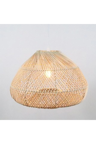 Panalı Dekoratif Doğal Rattan Sarkıt Avize 41 X 26 Kahve - Bej