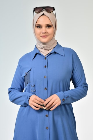 Ferace Buyuk Beden Tunik Tesettur Kadin Ayrobin Kumas 001