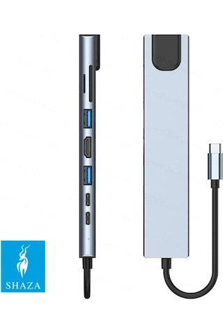 Usb Type-c Hub Dönüştürücü Çevirici Çoklayıcı Usb Hdmı Micro Sd 8 Girişli