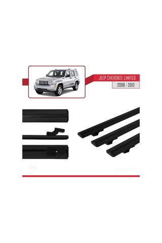 Jeep Cherokee Kk 2008-2013 Arası İle Uyumlu Basic Model Ara Atkı Tavan Barı Siyah 3 Adet