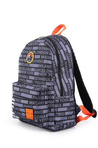Siyah-gri Cities Ön Bölmeli Unisex Okul Çantası Siyah - Açık Gri