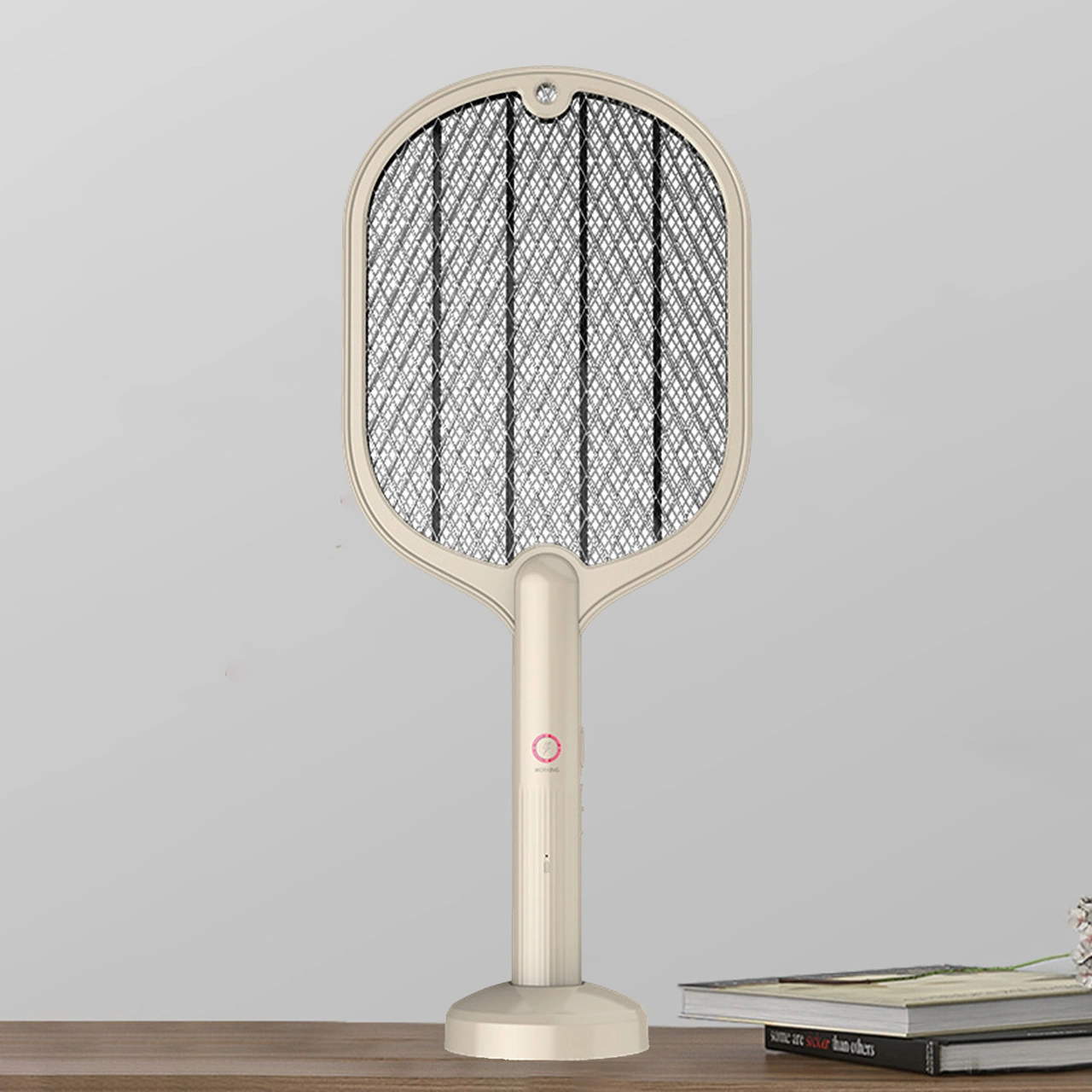 Shineyee 3000v Elektrikli Atıcı + Mor Işıklı Kovucu Iki İşlevli, Usb Şarjlı, Duvara Takılabilir, Güvenli Kılavuzlu Bej