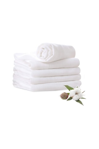 Teltree Toksik Olmayan, Dayanıklı Bebek Geğirme Örtüsü - 6'lı Beyaz Muslin Kumaş Seti Gümüş