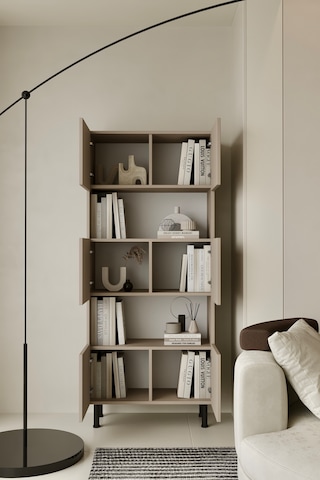 Hitit Kitaplık 175 Cm - Vitrin - Gümüşlük 100% Mdf Metal Ayak Kumtaşı