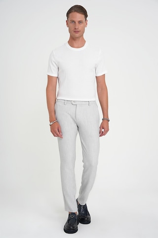 Efor Comfort Fit Beli Lastikli Balıksırtı Desen Açık Gri Pantolon P 1175 A.Gri