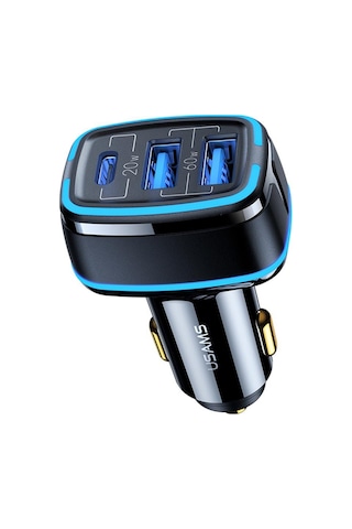 Usams US-CC126 PD Type-C + 2XUSB-A 80W Çakmaklık Hızlı Şarj Cihazı