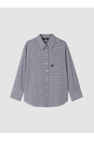 Lcw Modest Lacivert Cepli Ekose Oversize Kadın Gömlek
