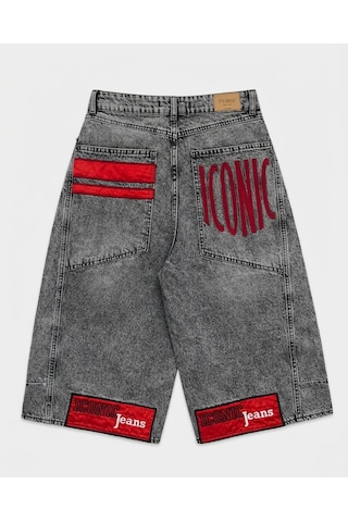 Itsbasic Kadın Gri Renk 4s6-13 Mega Baggy Fit Paça Ve Cep Detaylı Özel Tasarım Denim Şort