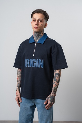 Respire Erkek Origin Nakışlı Polo Yaka Regular Fit T-shirt Lacivert