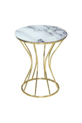 Brc Kum Saati Fiskos Model Beyaz Mermer Desen Metal Çelik Gold R