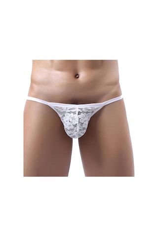 Desire İn Motion Dantelli Transparan Fantezi Erkek Külot String Beyaz