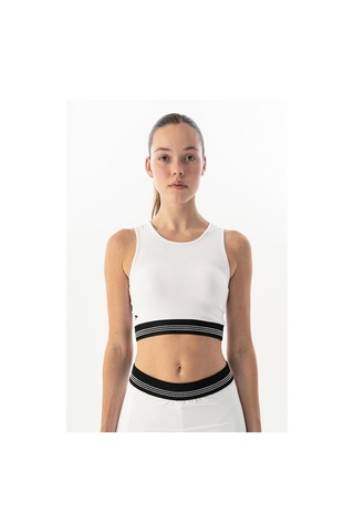 Maraton Slimfit Kadın Bisiklet Yaka Beyaz- Bra Beyaz-