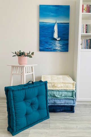 Fransız Yer Minderi 60x60 Puf Gri Gri