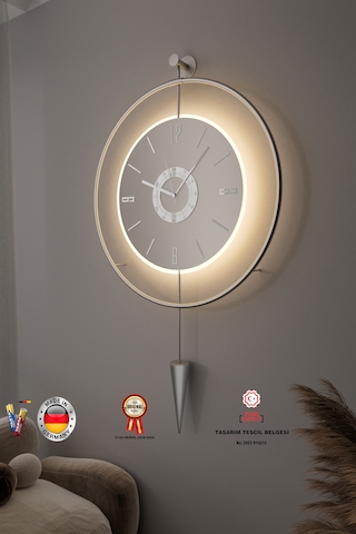 Kadranlı-masippi Mat Gümüş 50x90cm-pilli Led-mobilya Duvar Saati