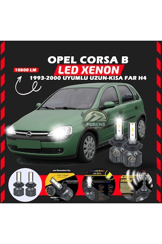 Opel Corsa B 1993-2000 Uzun - Kısa Uyumlu Şimşek Etkili Led Xenon Premium Series H4