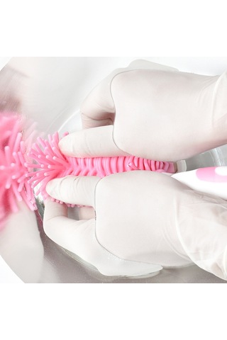 Neevoyu Pembe Silikon Biberon Fırçası Seti - Nylon Emzik Temizleyici, S Şekli Ve 360 Döndürme, Sürekli Konumlandırma İçin Alttan Emici Cup