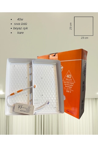 Osaka Sıva Üstü Kare Led Armatür 40 Watt Beyaz Işık Beyaz