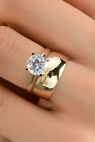 8 Ayar Tektaş Alyans Altın Yüzük