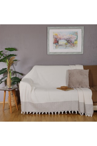 Buldan İşi %100 Organik Pamuk Koltuk Örtüsü 170x210 Cm Koltuk Şalı Çekyat Kanepe Örtüsü