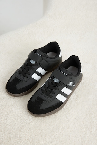 Tonny Black Termo Taban Yanı Şeritli Cırtlı Bağcıklı Sneaker Çocuk Unisex Siyah Beyaz Sneaker Tbzer040 Siyah - Beyaz