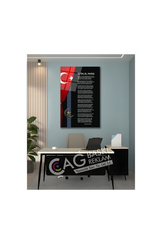 İstiklal Marşı Mehmet Akif Ersoy Cam Tablo Modern Ev Ofis Salon Duvar Oda Dekoru Hediyelik Modern Dekorasyon Temalı Dekoratif Duvar Tablosu, Salon, Ev Ve Ofis Dekoru,