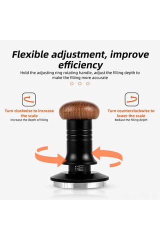 Geeksen Kahve Tamperi 58mm: 30lb Sabit Guc, Dengeleyici, Derinlik Ayarlanabilir, Cevher Ahşap Kolu, 304 Çelik Taban Diğer