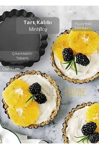 Mini Boy Tart Kalıbı Çıkartılabilir Tabanlı Turta Kalıbı Karbon Çelik Kek Kalıbı 10 Cm Siyah