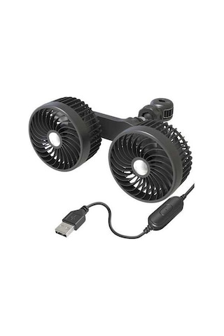 Pazly 360 Derece Dönebilen Usb Araç Arka Koltuk Soğutma Fanı, Hız Ayarlı, Taşınabilir, Siyah