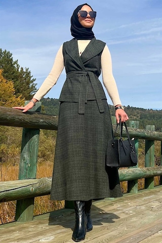 Azize Etek Yelek Takım Haki Çok Renkli