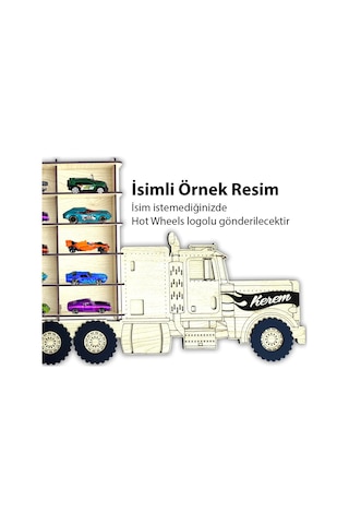 Woodbu Ahşap Hobi Araba Rafı, Kişiye Özel Yazılı, Hot Wheels, Montessori