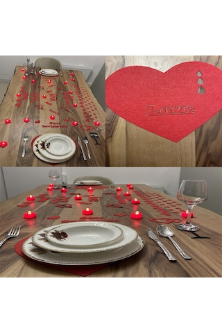 82 Parça Romantik Doğum Günü Masa Süslemesi Keçe Seti Evlilik Tek