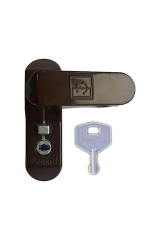 Penkid Pvc Çocuk Emniyet Kilidi Düğmeli Anahtarlı Koyu Kahverengi