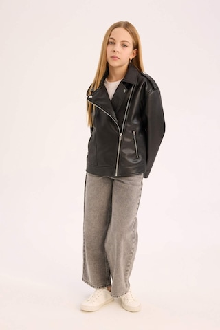 Defacto Kız Çocuk Su İtici Fermuarlı Suni Deri Ceket Mont C4976a825aubk27 Siyah