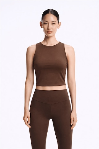 Fashion Friends Crop Fit Bisiklet Yaka Atlet Bayan Atlet 26y0713k1 Kahve