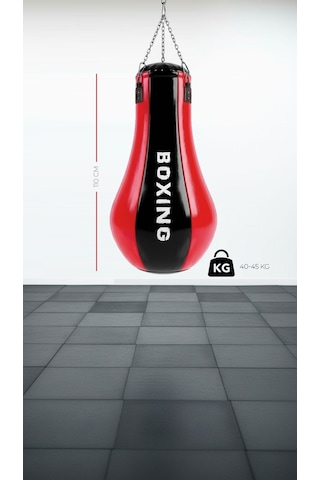 Spor Byfit Salon Tipi Özel Tasarım Armut Modelli Boks Torbası Kırmızı - Siyah