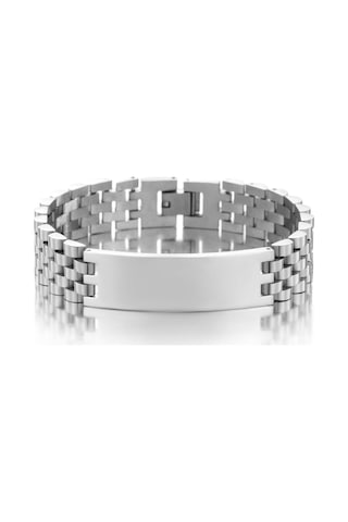 Chavin 316 L Silver Geniş Künye Çelik Erkek Bileklik Eb83by Gri