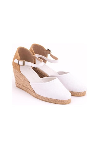 Star Tombis Gerçek Elişi Hasır Dolgu Topuk Keten Hasır Espadril Handmade Beyaz