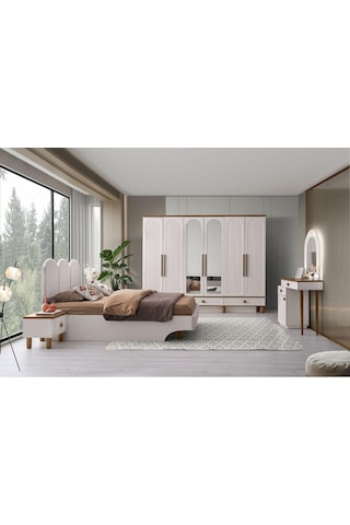 %100 Mdf-aytaşı-bohem Mahlas 6 Kapaklı Aynalı Gardırop