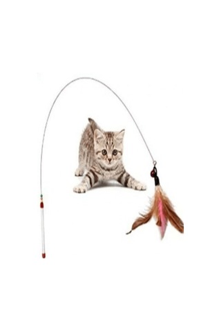 Pribor Tüylü Çıngaraklı Kedi Yakalama Oyun Oltası 90 Cm