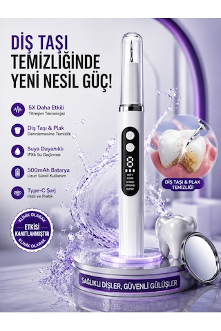 Diş Eti Sensörlü 500mah Şarjlı 5 Modlu Ultrasonik Akıllı Diş Taşı Plak Temizleme Cihazı