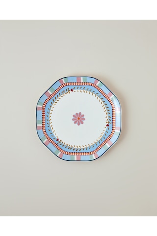 English Home Timeless Botanica New Bone Pasta Tabağı 20 Cm Pembe - Mavi