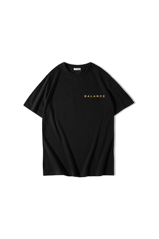 Brz Collectıon Brz Collection Unisex Oversize Balance Beyin & Kalp T-shirt Siyah