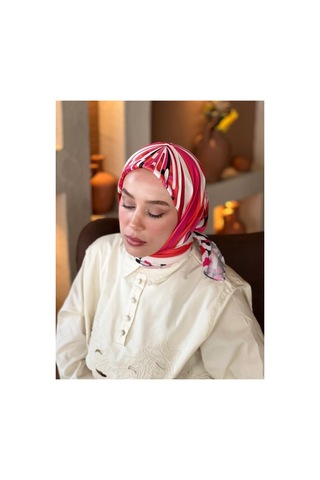 Mentoraly Modakaşmir Soyut Desenli Twill Eşarp pembe
