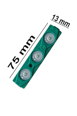 3 Ledli Parmak Led Modül 1.5w 2835 Smd Mercekli Yeşil Renk 12v 15 Adet